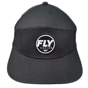 Fly Racing Snapback Black White Hat OS Adjustable Patch Logo Flat Bill